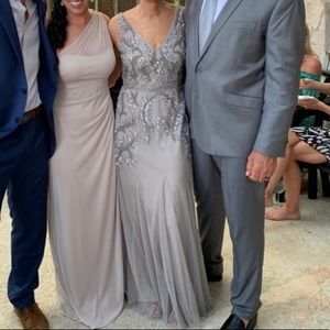 Adrianna Papell taupe sequined gown